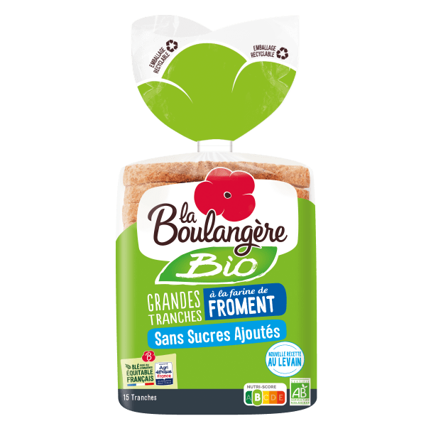 Un pack de Pain de mie Bio SSA à la farine de froment La Boulangère Bio