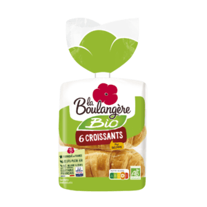 Un pack de 6 croissants Bio La Boulangère Bio.