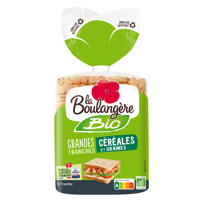 Un pack de Pain de mie Bio céréales & graines, La Boulangère Bio