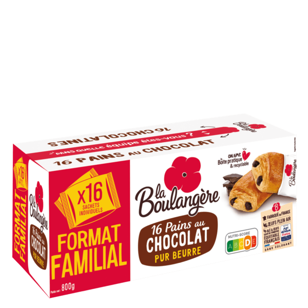Un pack de 16 Pains au chocolat La Boulangère